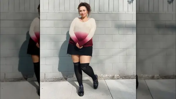 Woman wearing studded boots