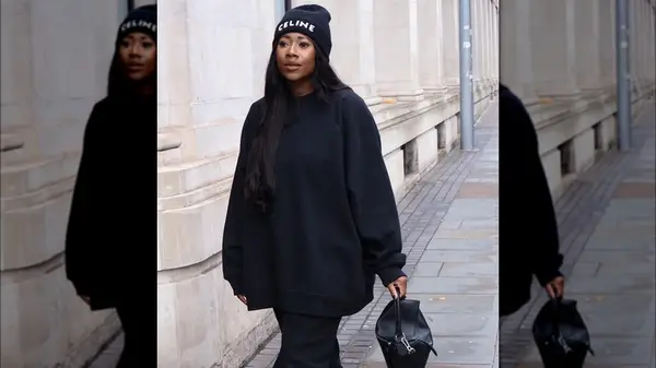 Woman wearing oversized clothing