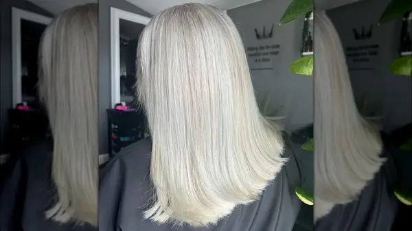 Woman with platinum blonde hair