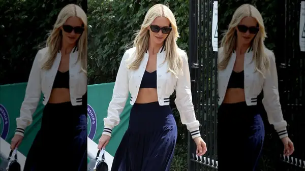 Woman wearing varsity jacket