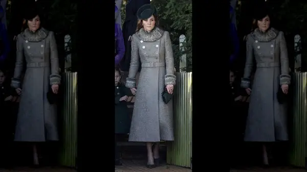 Kate Middleton wearing a grey coat