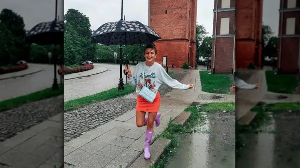 Woman in rain boots