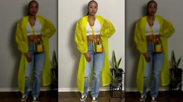 Woman in yellow raincoat