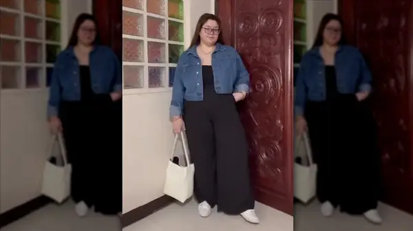 Woman in denim jacket