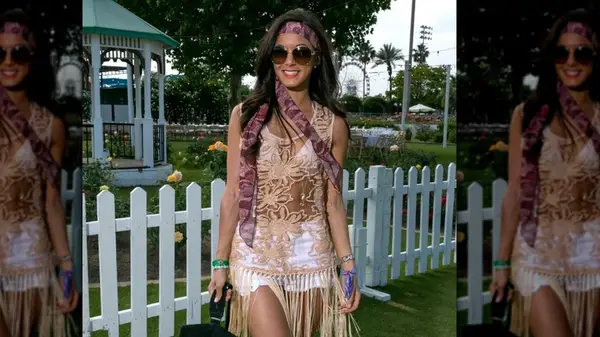 A Coachella attendee wears tassels at the festival in 2014