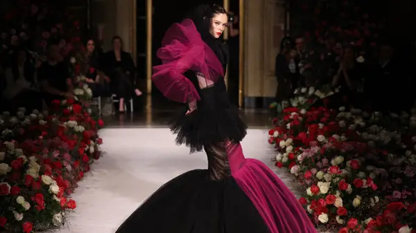 Model walks runway during NYFW