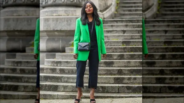 A woman in black jeans 