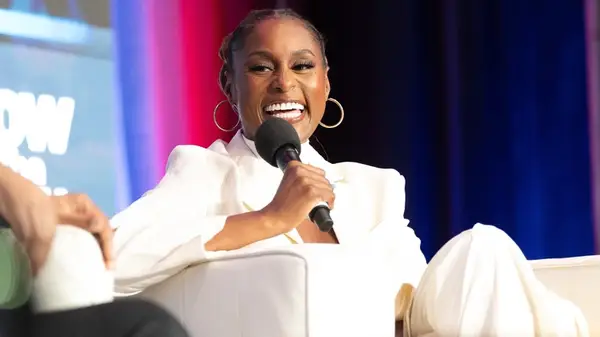 Issa Rae giving talk