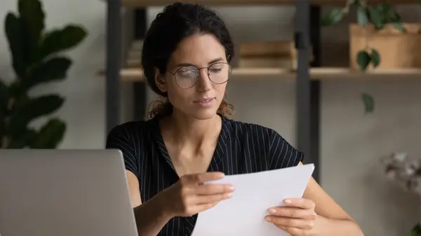 Woman reading resume