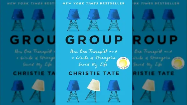Cover of Group with a blue background and chairs