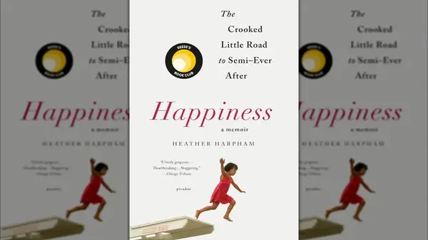 Cover of Happiness: A Memoir, showing a little girl jumping off a diving board