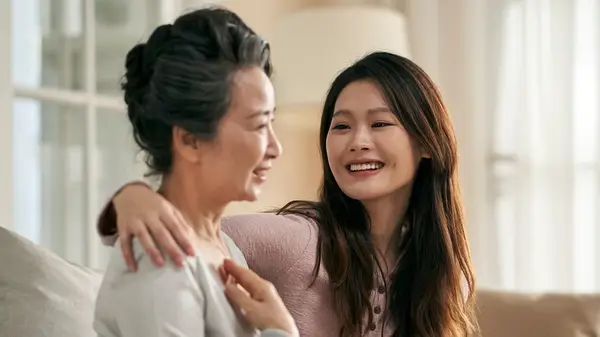 mother and daughter talking