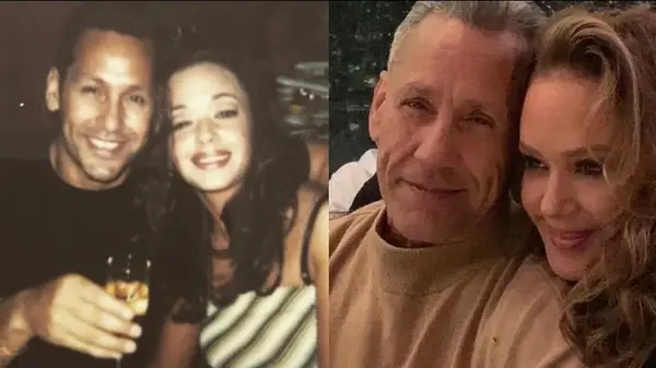 A picture of young Leah Remini and Angelo Pagán next to a picture of the couple years later