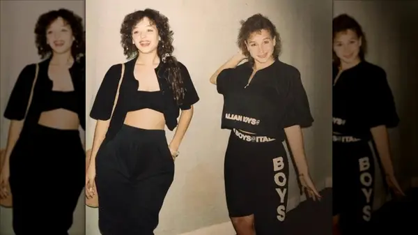 Leah Remini as a teenager with her sister