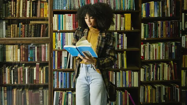 Woman in a book store
