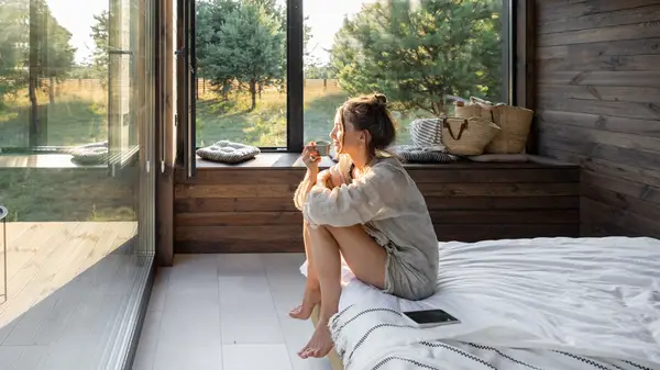 Woman looking outside 