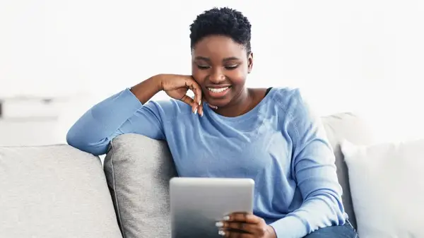 Woman with an e-reader