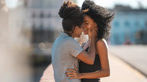 Couple holding each other