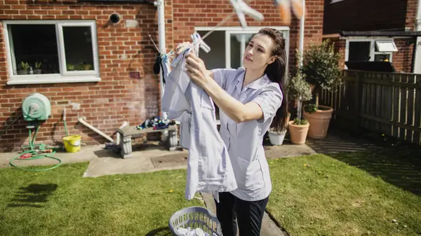 Hanging on clothesline