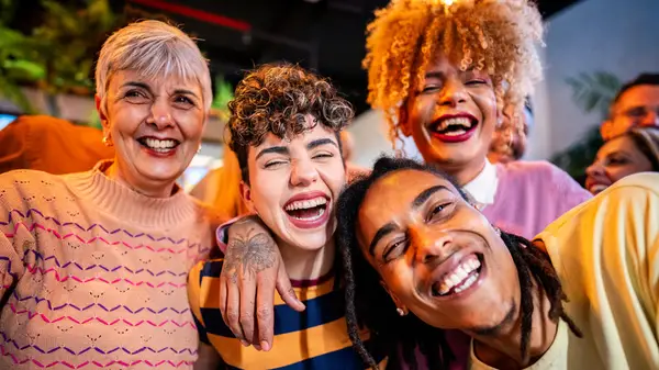 Friends laughing together