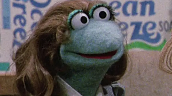 blue frog with brown hair