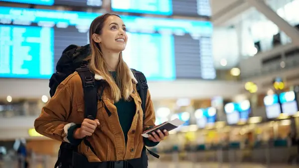 woman traveling airport 
