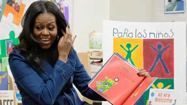 Michelle Obama reading a book
