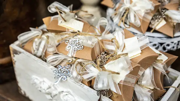 Box full of wedding favors