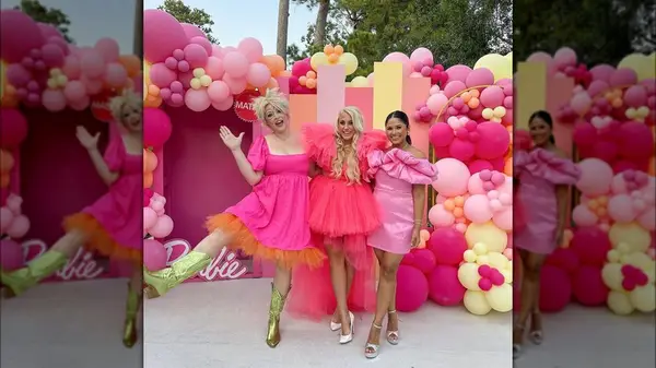 Women dressed as Barbies