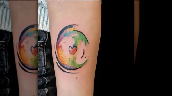 Love heart circle tattoo