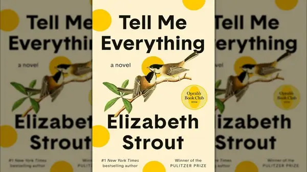 The cover of Tell Me Everything, featuring two birds on branches