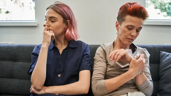 Lesbian couple fighting