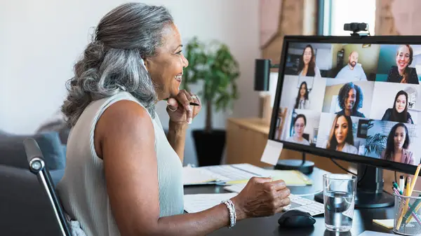 A woman during a virtual meeting
