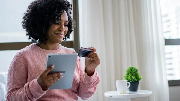 Woman online shopping