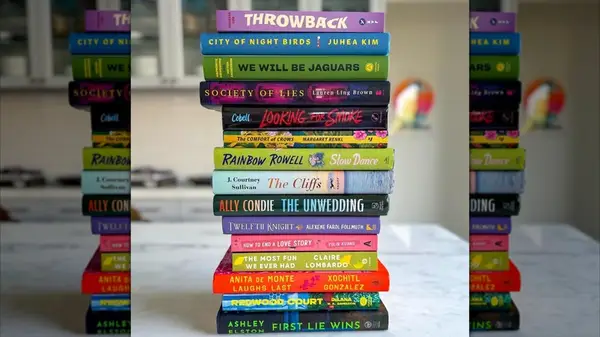 A stack of books chosen for Reese