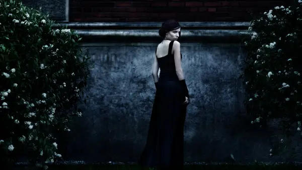 mysterious lady in garden