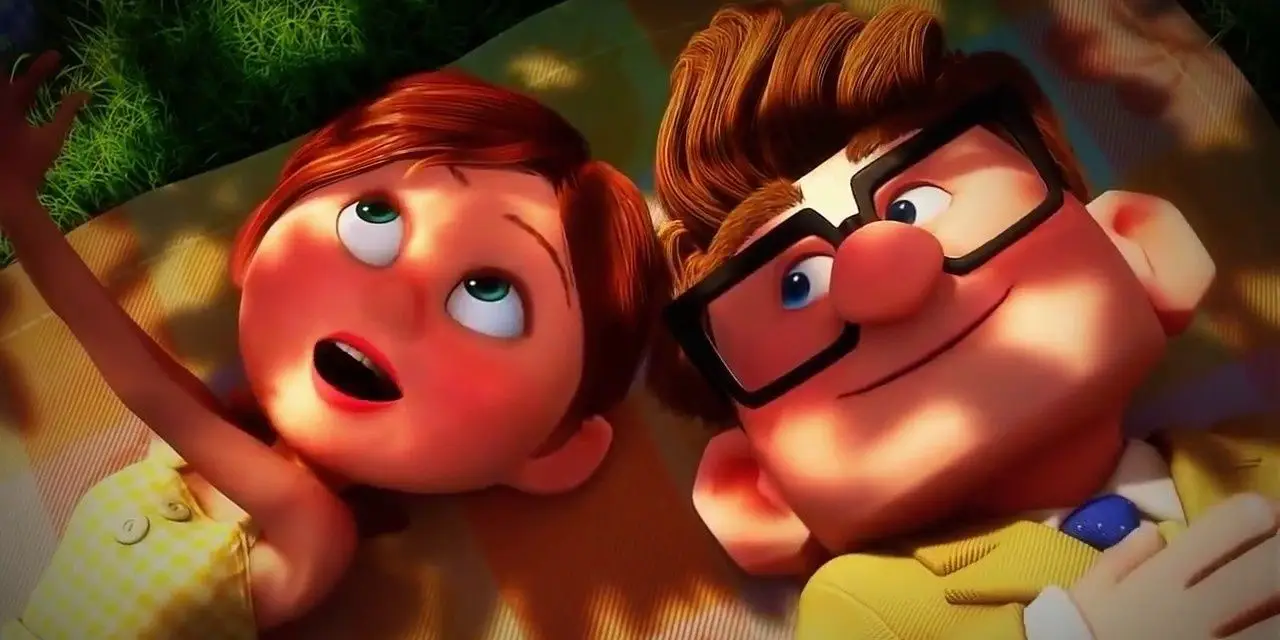 ピクニック中のカールとエリー