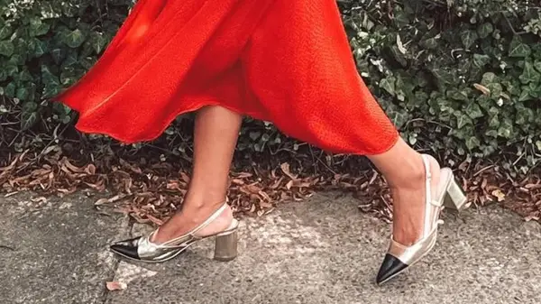 A woman wearing modest heels