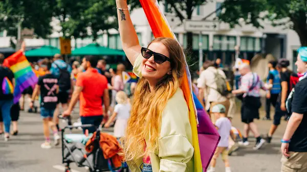 Woman at pride march