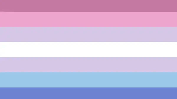 Flag features seven colored stripes pink, purple, blue with a white stripe in the middle