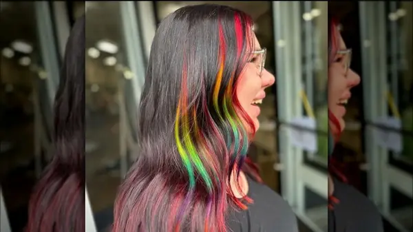 Rainbow hair strands