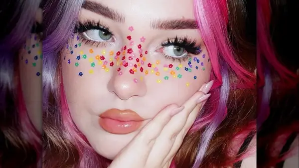 Rainbow flower makeup