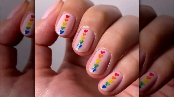 Rainbow heart nails