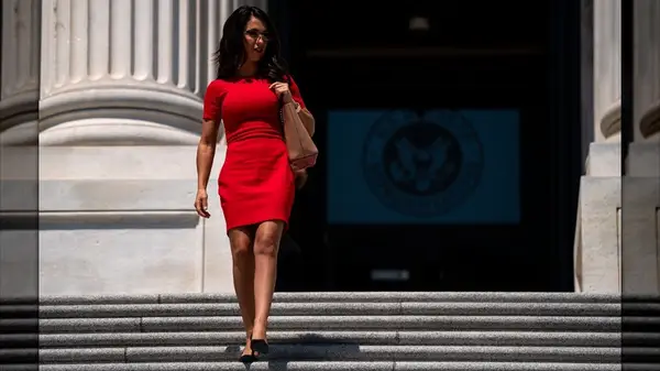 Lauren Boebert in a red dress