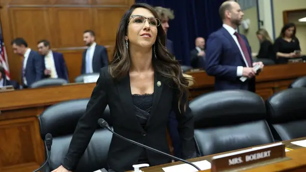 Lauren Boebert in a black, lace outfit