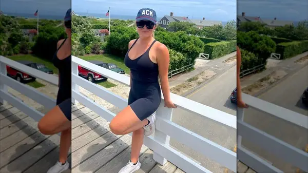 Karoline Leavitt in a black athleisure outfit