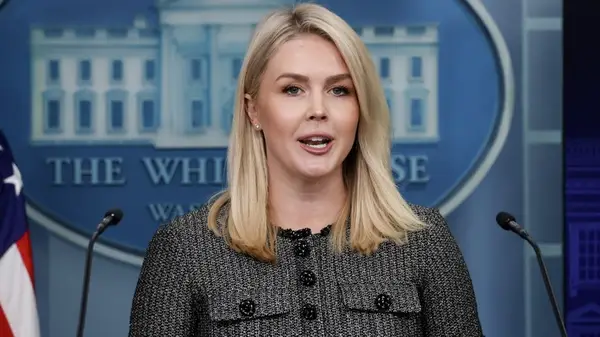 Karoline Leavitt speaking at the White House