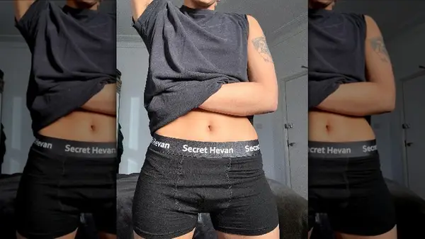 Person in Secret Hevan boxers