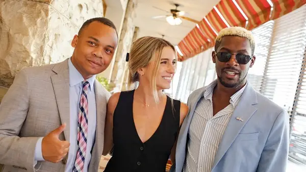 Right-wing influencer Emily Wilson poses for a photo