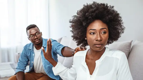 Woman ignoring a man